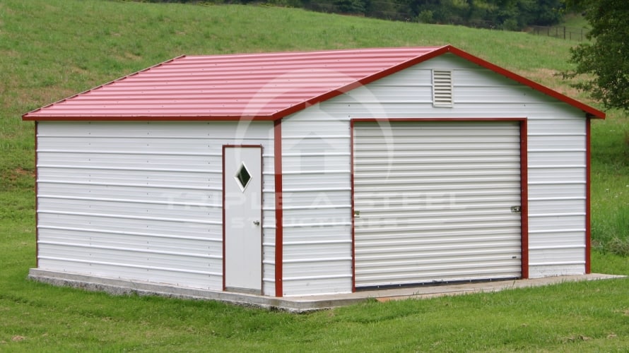 24×21 Boxed Eave Metal Garage