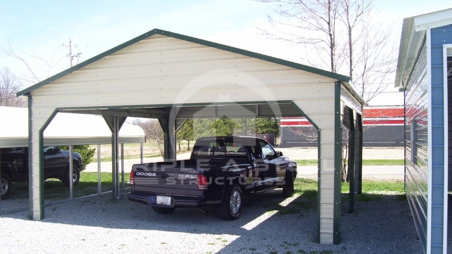 20×21 Boxed Eave Carport Pavilion Style with Two Side Entry