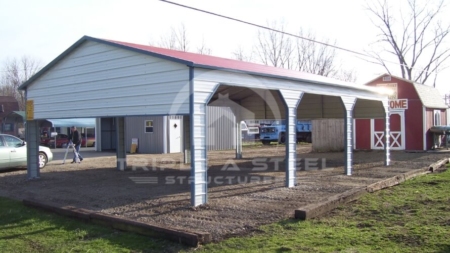 20×36 Boxed Eave Carport Pavilion Style