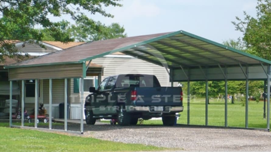 24×26 Boxed Eave Style Carport with Half Panels on Each Side