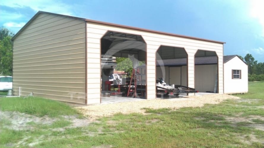 20×36 Boxed Eave Style Carport with One End Closed