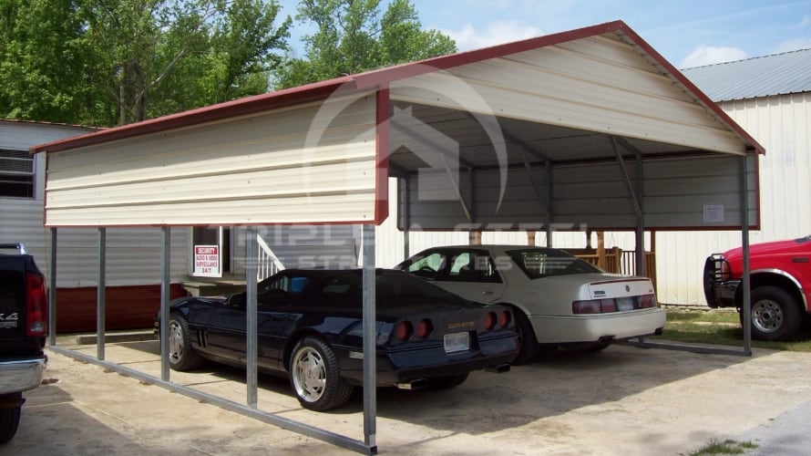 20×21 Boxed Eave Style Carport with One Panel Per Side