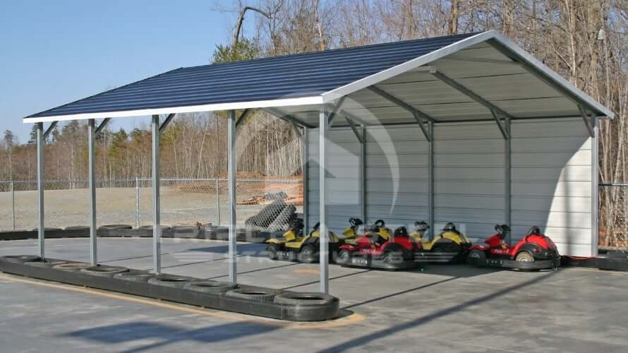 18×21 Boxed Eave Style Carport with One Side Closed