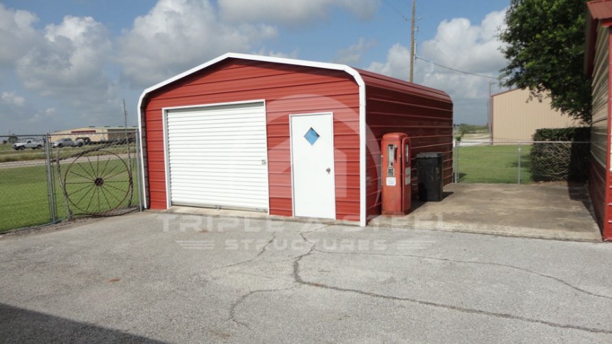 18×21 Regular Metal Garage with Garage and Walk in Door