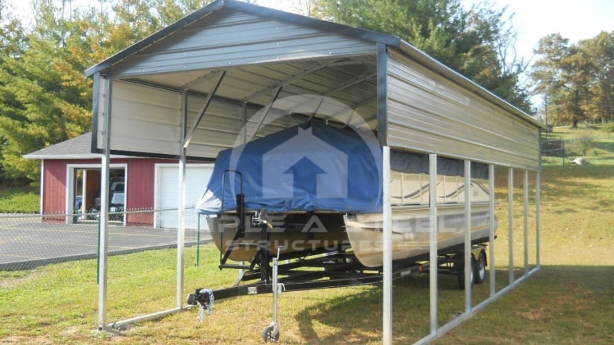 12×30 RV Carport Boxed Eave Style One Panel Each Side