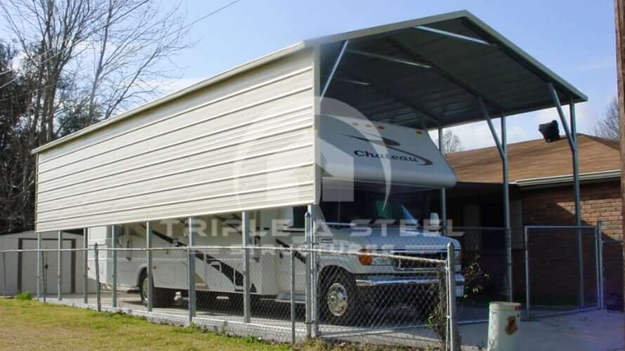 18×36 RV Carport Boxed Eave Style Two Panels on One Side