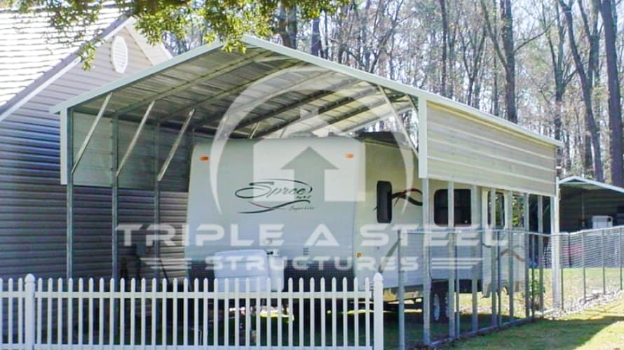 18x36x9 RV Carport Boxed Eave Style with One Panel per Side