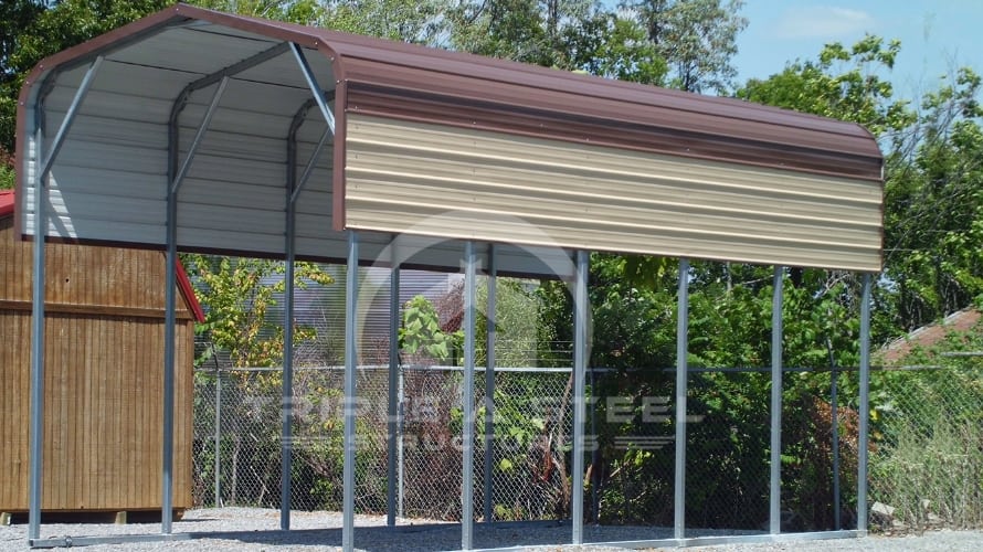 12×26 RV Carport Boxed Eave Style with One Panel per Side