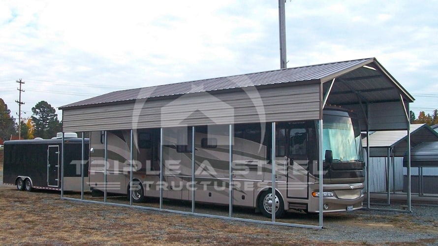 18×40 Vertical Roof Style RV with 1 Panel Each Side