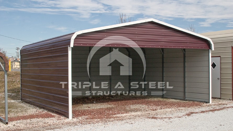 20×21 Regular Style Carport with Both Sides Closed and One End