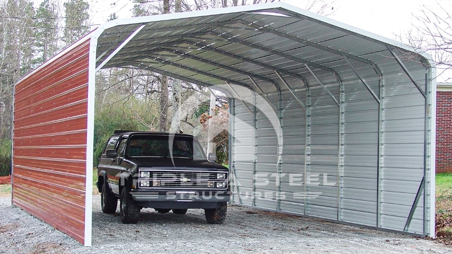 20×31 Regular Style Carport with Two Sides Closed