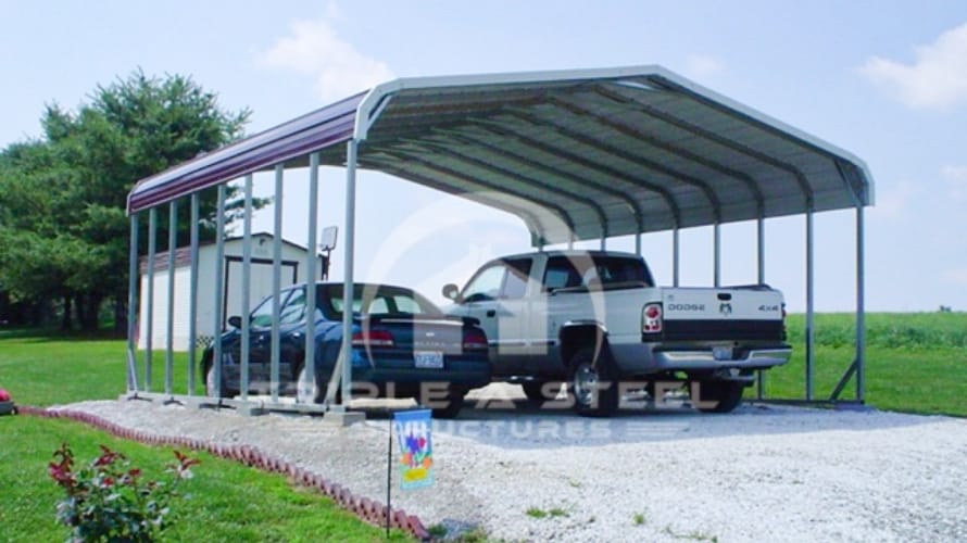 24×36 Regular Style Double Carport for Two Vehicles