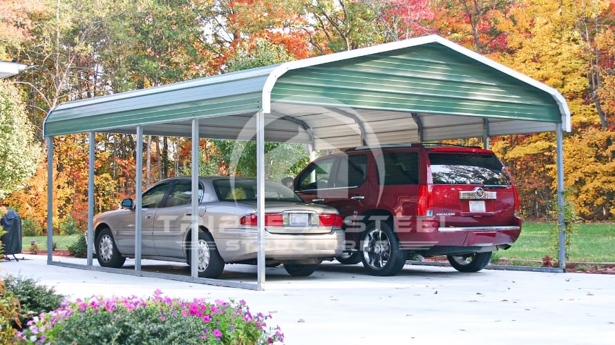 18×21 Regular Style Double Vehicle Carport