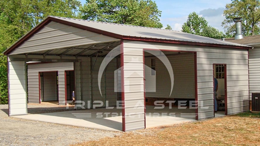 24×36 Vertical Roof Style Carport with Frame Outs