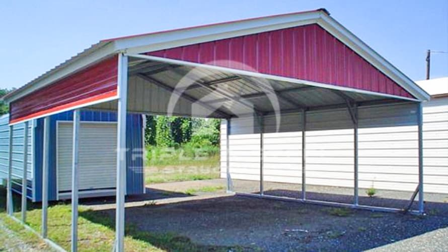 20×21 Vertical Roof Style Carport with Half Panel Each Side