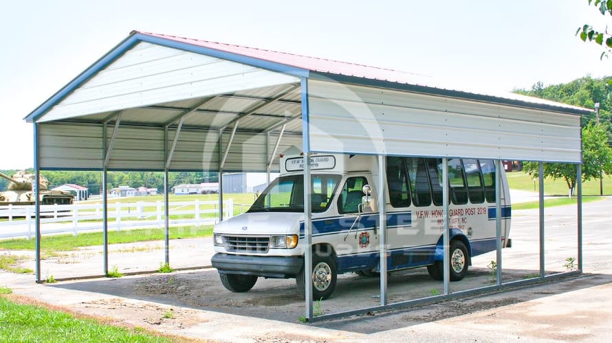 22×26 Vertical Roof Style Carport with One Panel each side