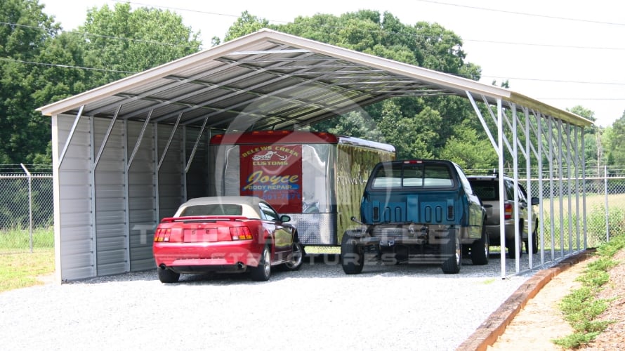 24×41 Vertical Roof Style Carport with One Side Closed