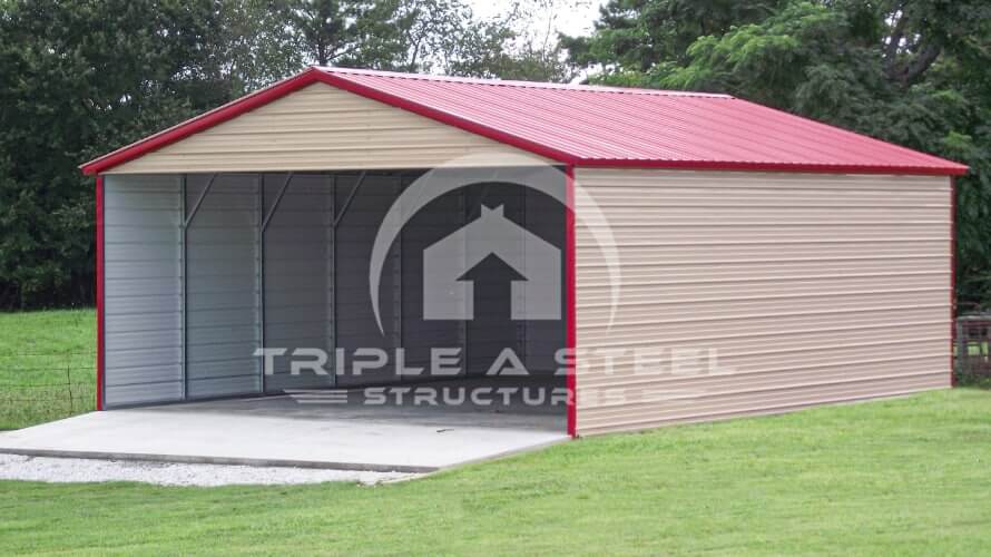 24×31 Vertical Roof Style Carport with Sides Closed