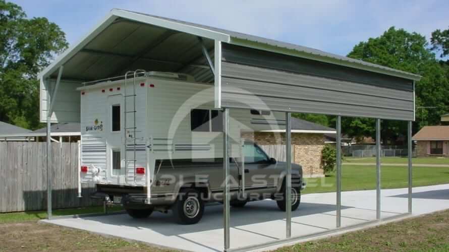 18×21 Vertical Roof Style RV Cover with 1 Panel Each Side