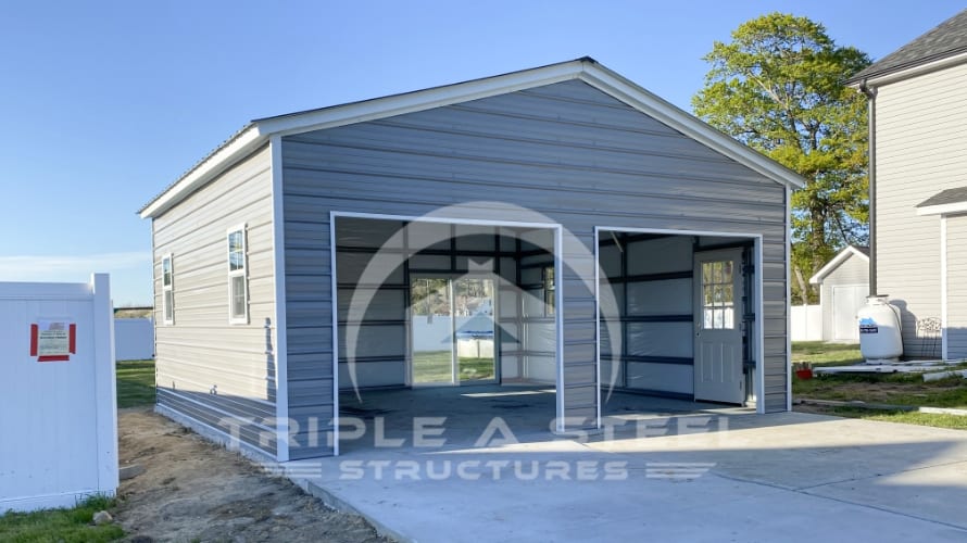 24x21x10 Garage With Custom Double Window Door