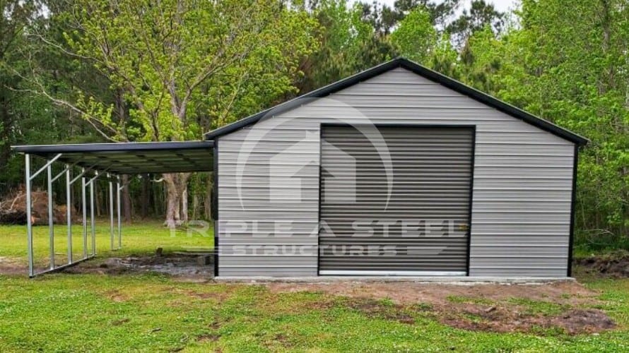 Vertical Garage with attached Lean-to on the side