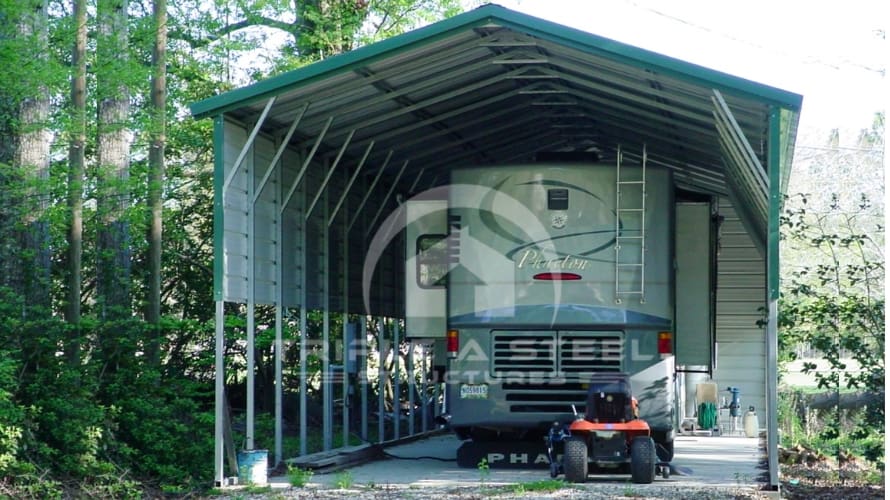 20x30 Vertical Roof Style RV with 2 Panels Each Side