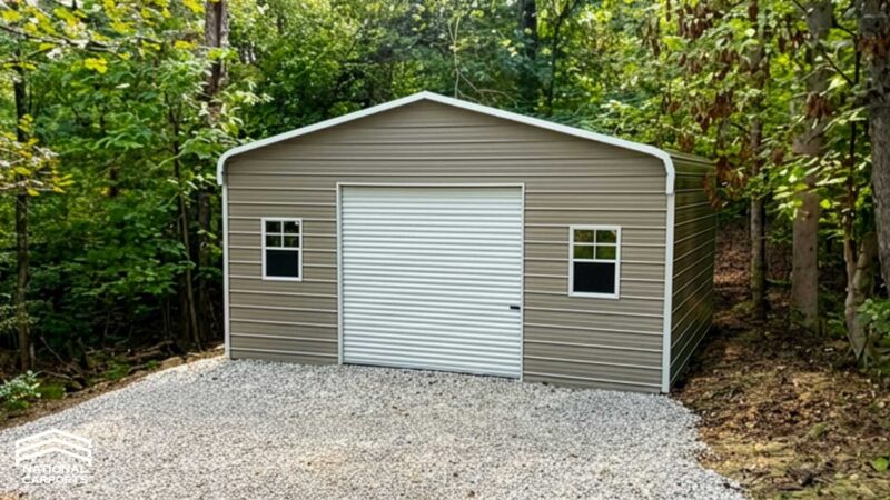 National Carports 18x21x7 Garage two windows