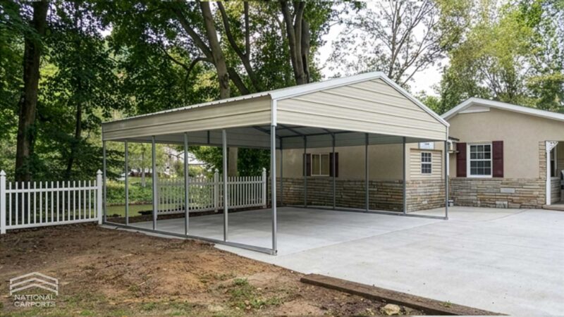 Carport 22x25x7 Vertical Roof Two Gables