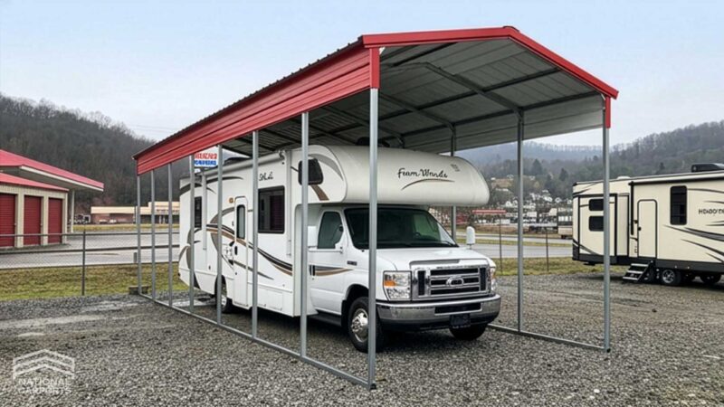 National Carports 12x35x10 vertical roof